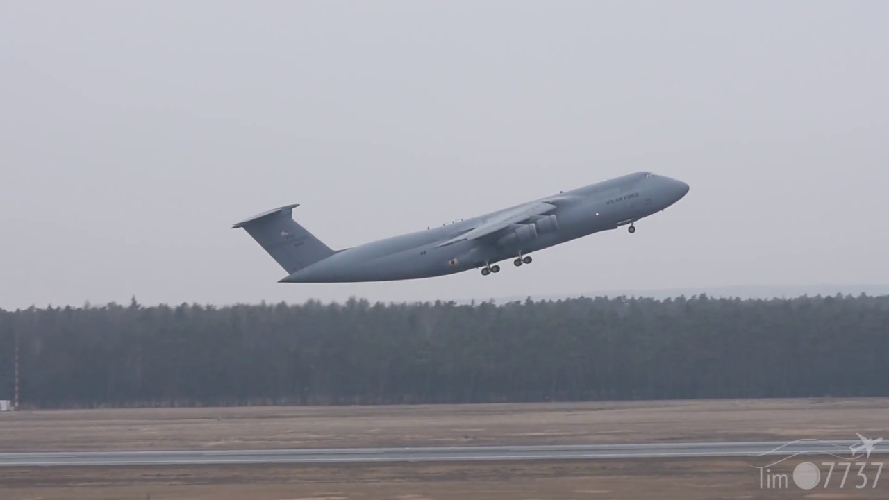 ✈ US Air Force C-5A Galaxy take off Nürnberg! Great Sound! ✈ [Full HD]