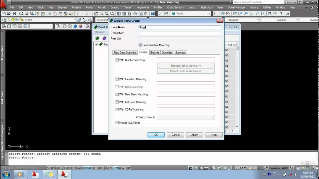 AutoCAD Land Desktop 3  Point Group