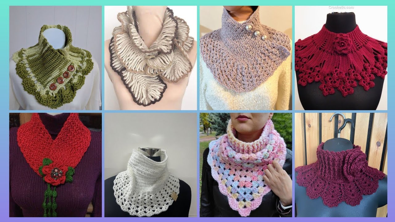 Impressive Elegant outstanding crochet pattern of handmade neck scraft outfits designs ideas