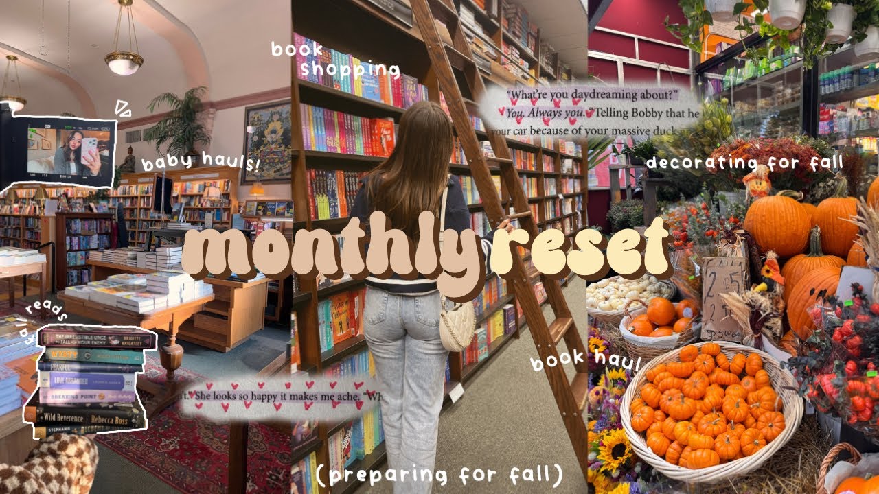 *monthly* RESET vlog 🍂☕️ book shopping, decorating for fall, baby hauls, grocery restock & more