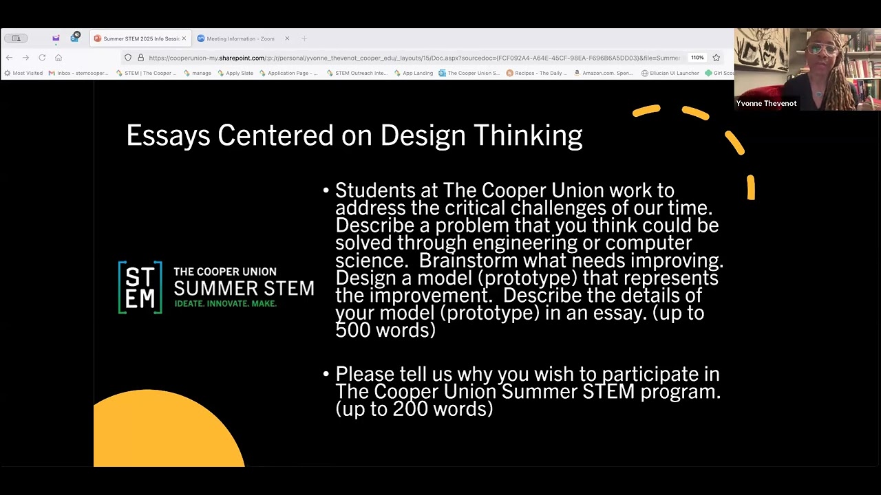 The Cooper Union STEM Outreach program explains Essays and Prototype Design Thinking.