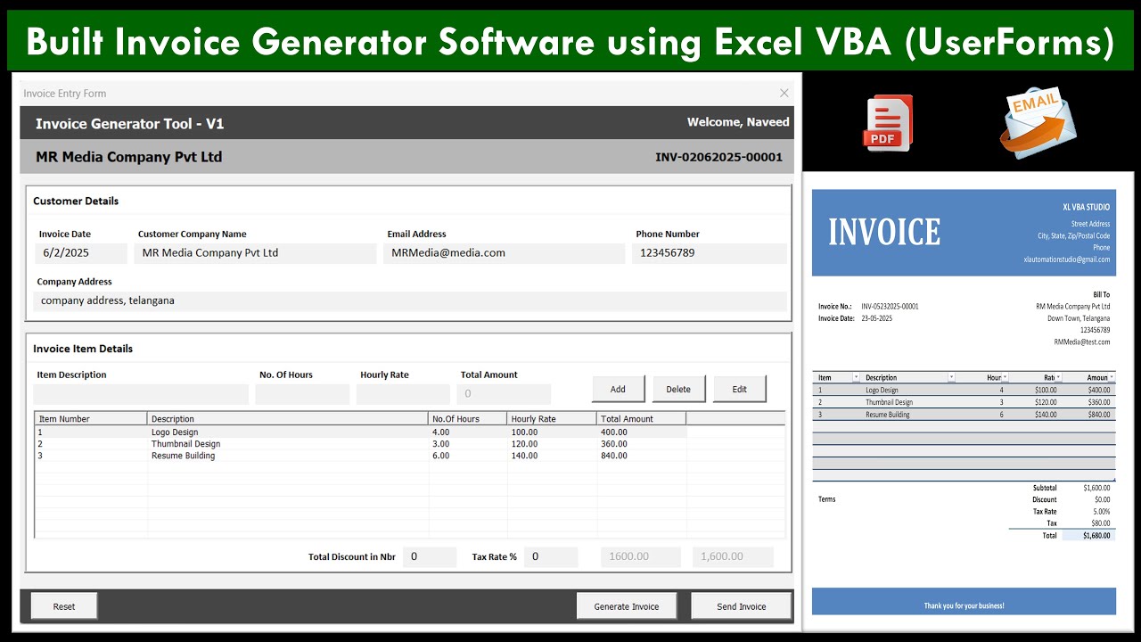 Build an Invoice Generator in Excel VBA (with PDF + Email in 1 Click!)