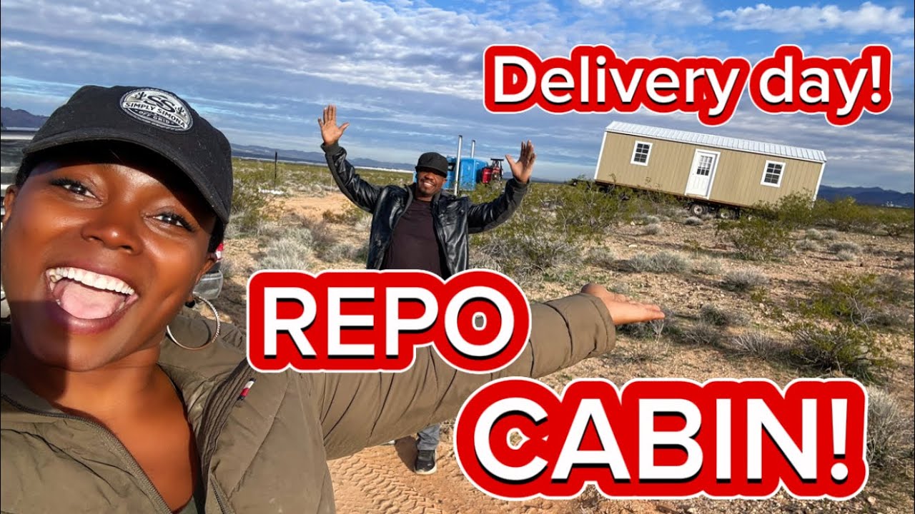 DELIVERY DAY FOR OUR REPOED SHED! DEVELOPING OUR OFF GRID 40 ACRES IN THE DESERT!