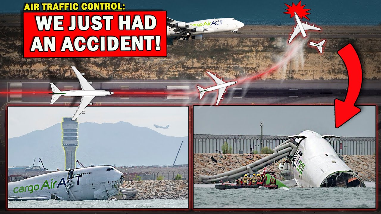 Boeing B747 Skids Off Runway, Hits a Vehicle and Ditches into Sea at Hong Kong