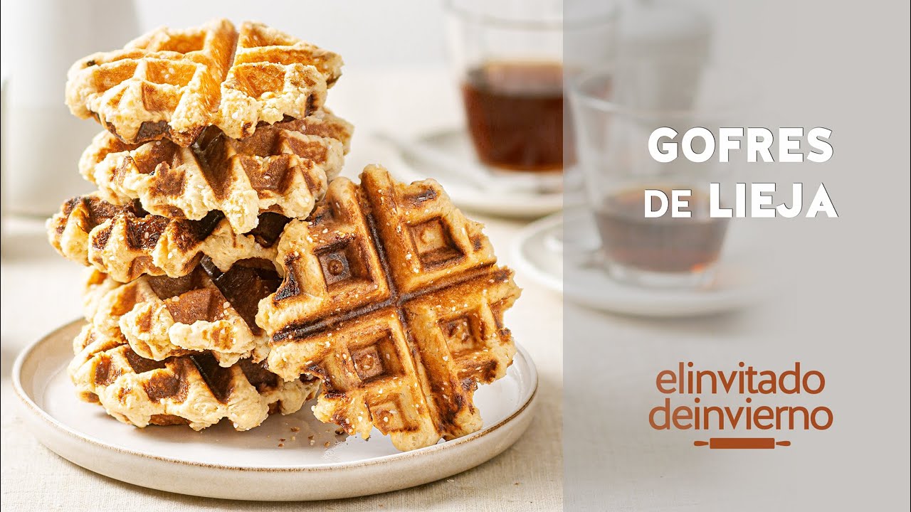 {Gofres de Lieja}, gofres belgas tiernos por dentro y crujientes por fuera, de masa de brioche