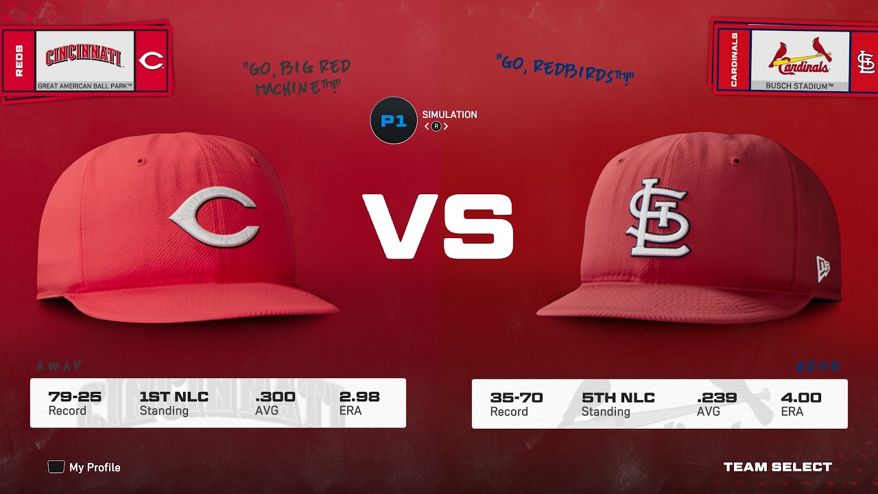MLB The Show I Cincinnati Reds (79-25) vs. St. Louis Cardinals (35-70) I Full Game