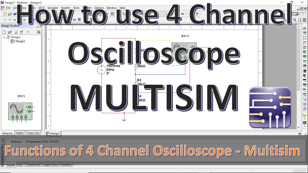 How to use 4 channel oscilloscope in multisim | Function of 4 channel oscilloscope | Mruduraj
