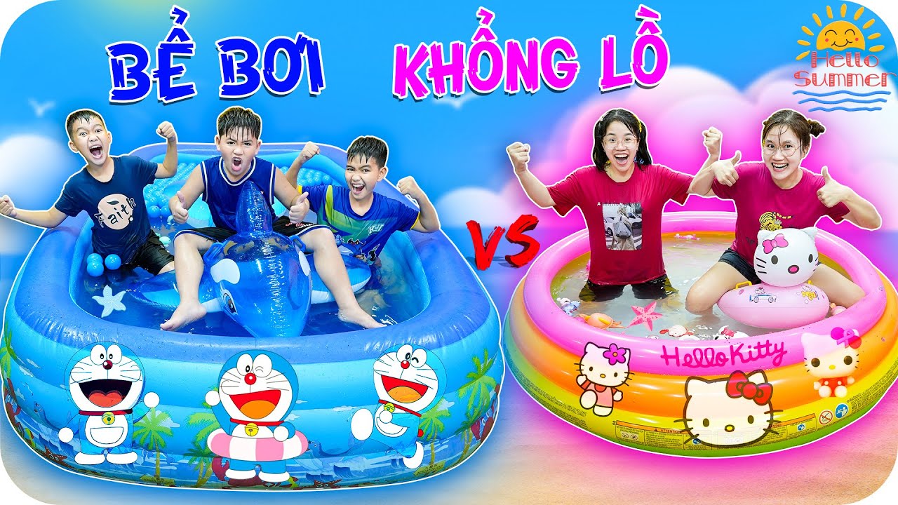 Đại Chiến Bể Bơi Khổng Lồ Doraemon VS Hello Kitty ♥ Min Min TV Minh Khoa