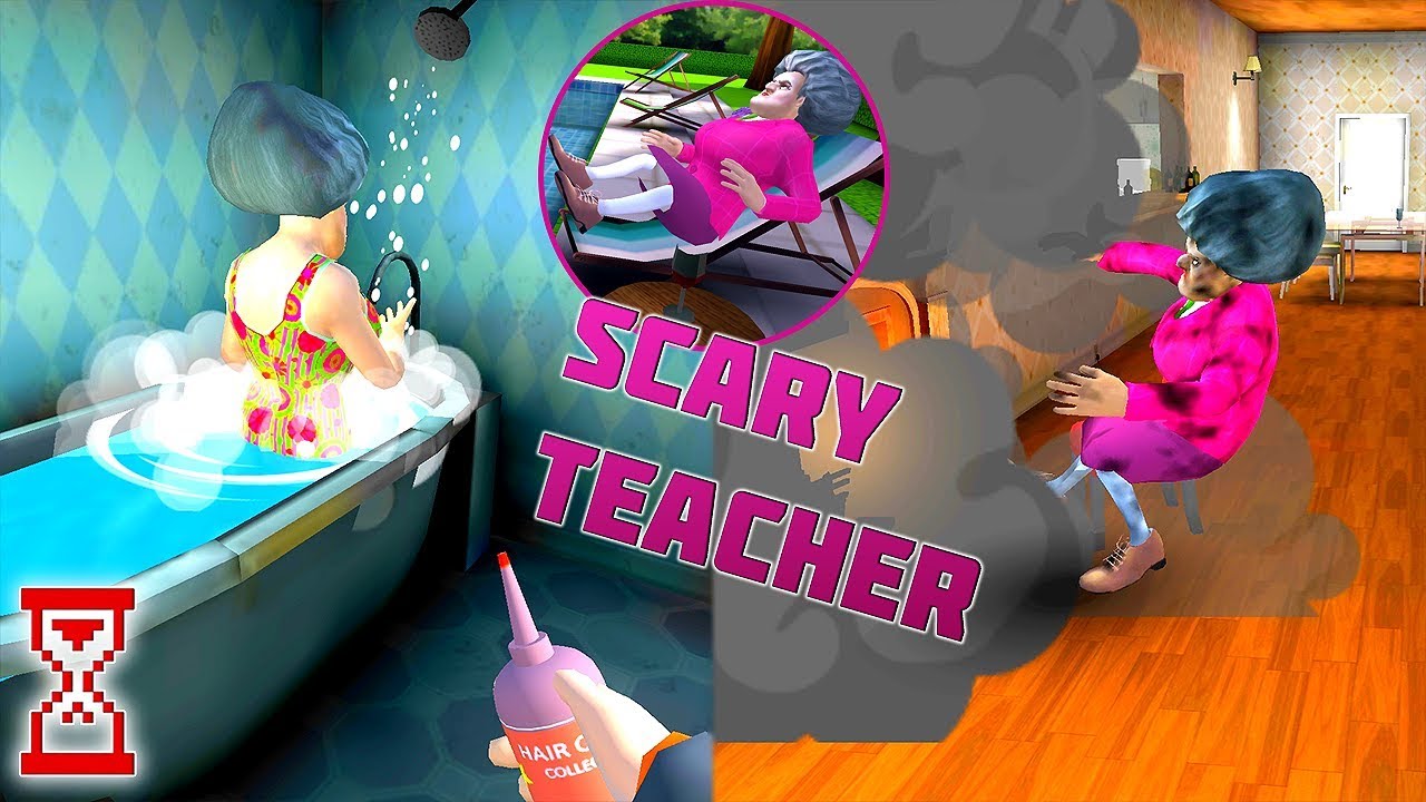 Баловство в ванной, испорченный Загар и взрыв Камина | Scary Teacher