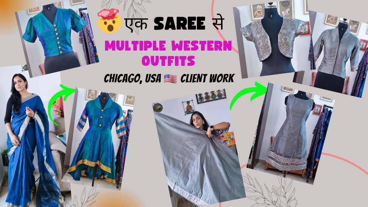 Stylish Western Dresses & Tops, Jackets from Sarees | Multiple Outfits From ONE Old Saree Reuse