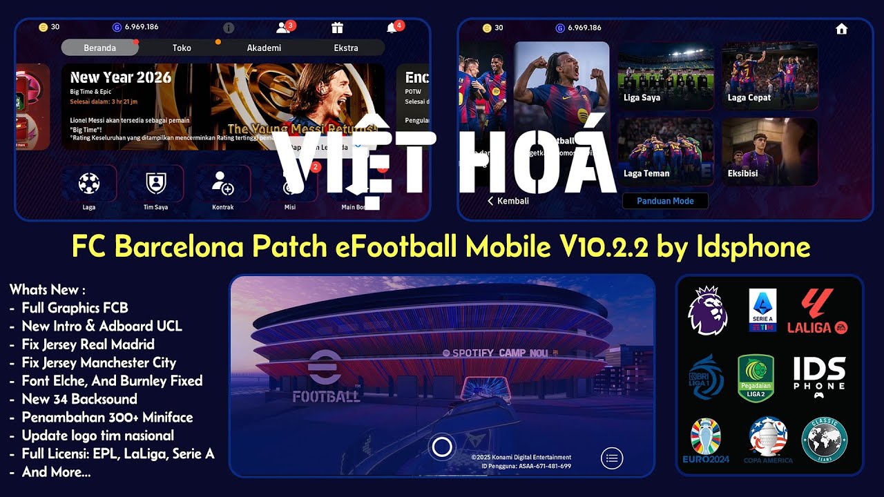 [Android] Barcelona Patch eFootball Mobile v5.2.2 | Việt Hoá | IDSPHONE | An Gaming