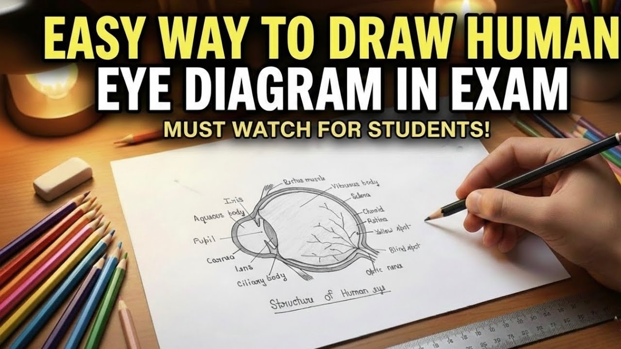 How to draw a structure of Human eye || मानव नेत्र की संरचना का चित्र कैसे बनाएं।