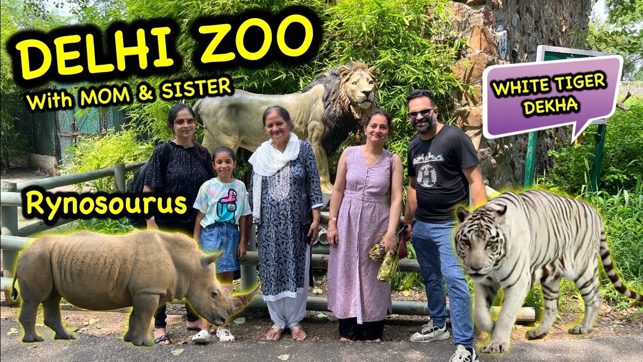White Tiger 🐅 Rynosourus in Delhi ZOO with MOM and SISTER