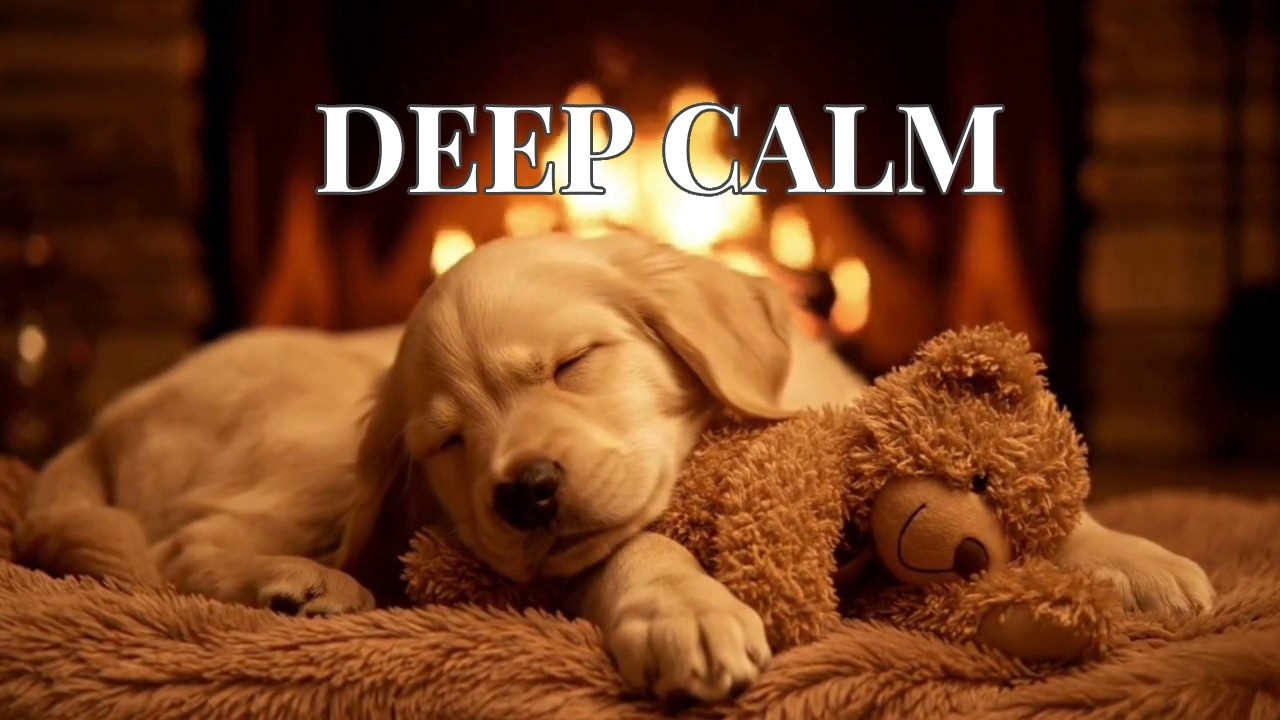 🔴 Deepest Healing Sleep: Warm Fireplace Ambience & Puppy Music for Total Relaxation ✨🐾