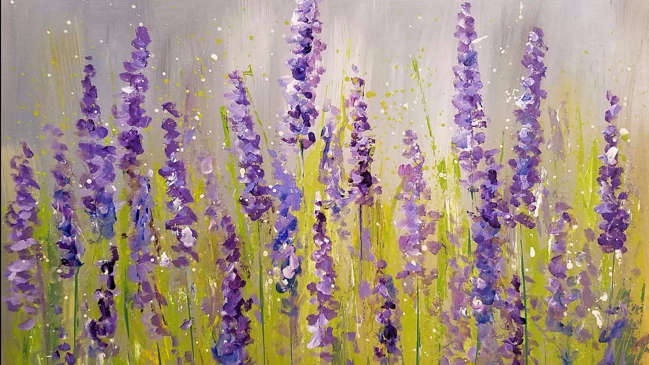 Easy Lavender Painting with Cotton Swabs | Acrylic Tutorial Step by Step for Beginners