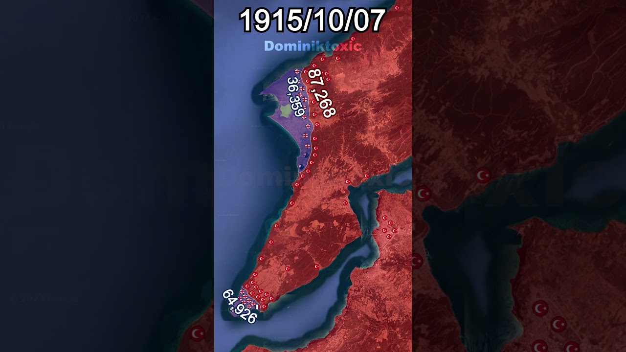 The Gallipoli Campaign (WW1) *Every Day With Units* #shorts #animation #map