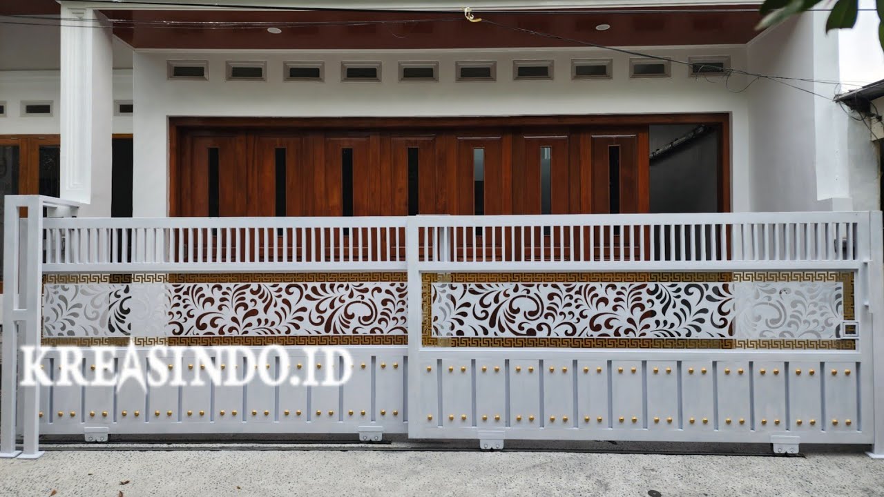 membuat dan memasang pintu pagar double sliding plat cutting laser - mewah