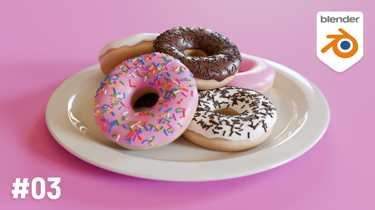 Donuts Realistas no Blender 3D do Zero! (passo a passo) | Aula 03
