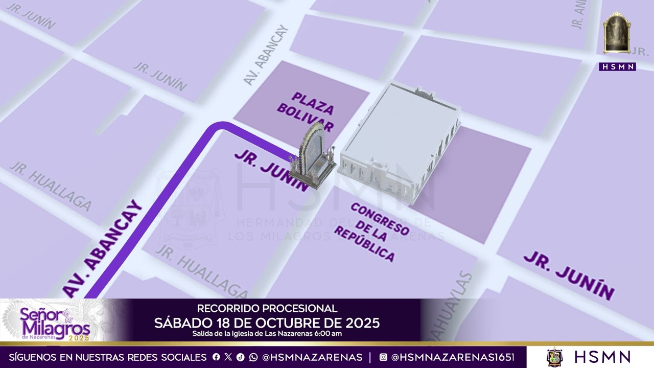 RECORRIDO PROCESIONAL 2025 &ndash; S&Aacute;BADO 18 DE OCTUBRE DE 2025