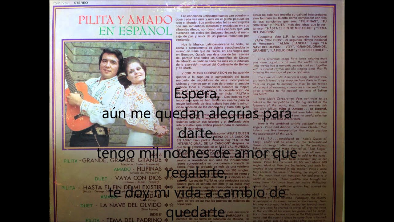 1973 La Nave Del Olvido Pilita Corrales y Amado Del Paraguay with lyrics