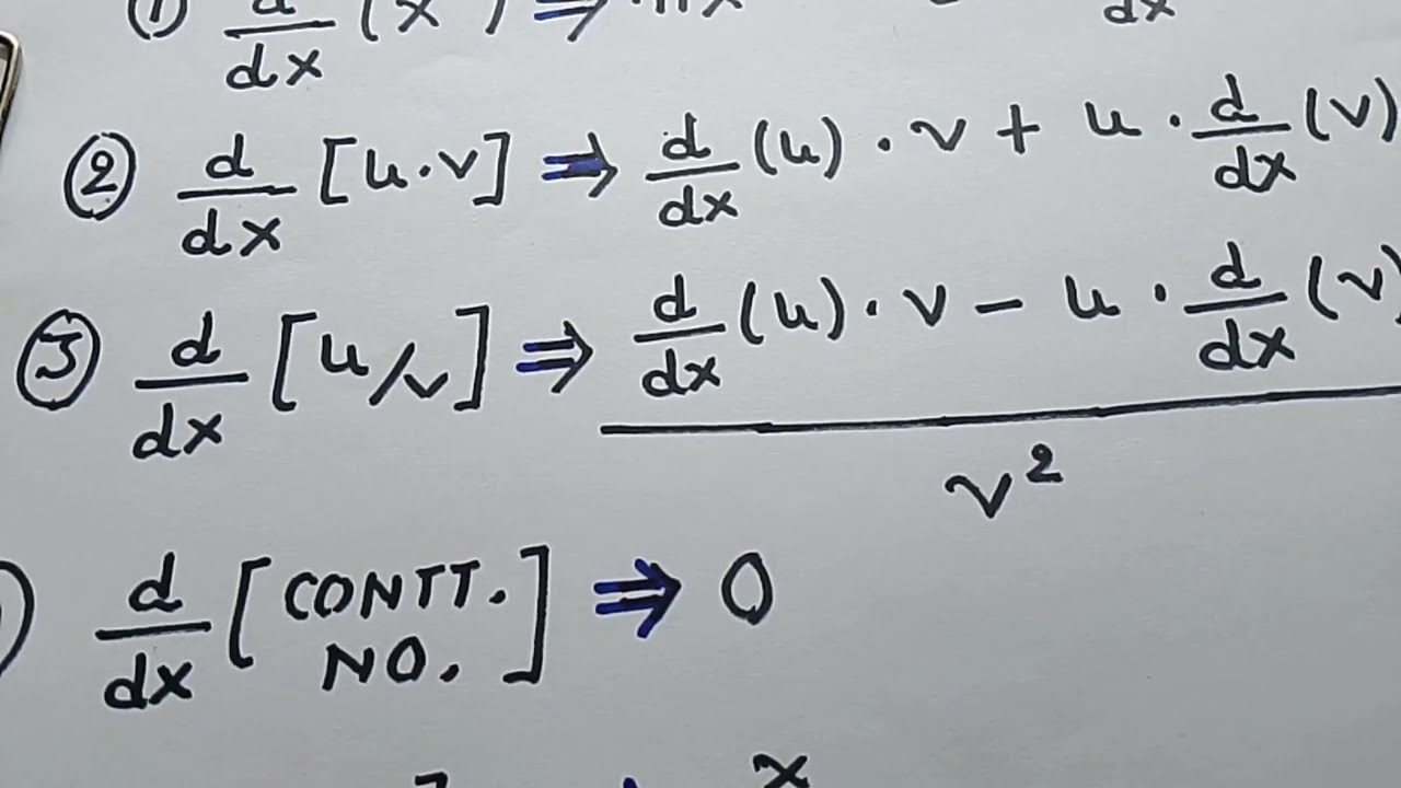 Differentiation basic formulas Class +1 and +2
