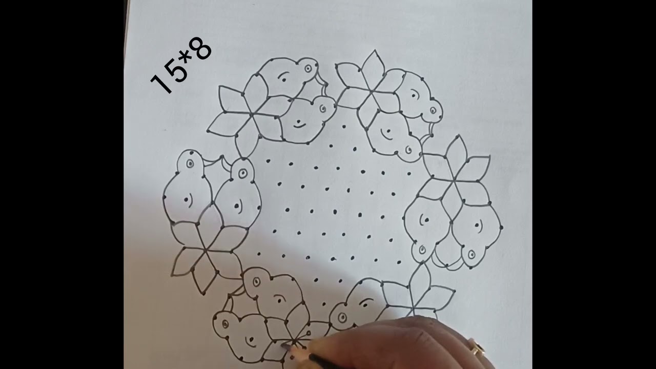 Simple and beautiful 🌺 🌺 rangolis 15*8 🌺🌺dots 