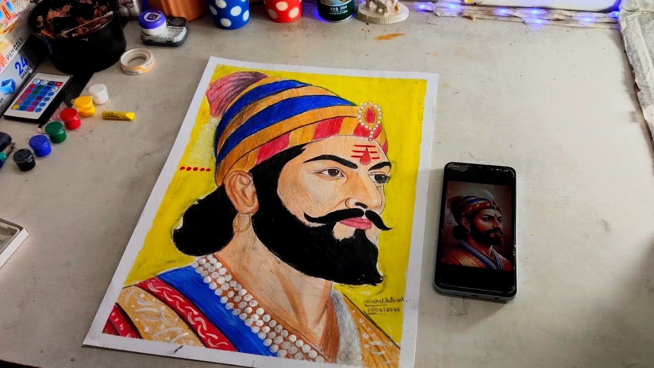 How To Draw Chhatrapati Shivaji Maharaj Drawing with colour pencil 😍
