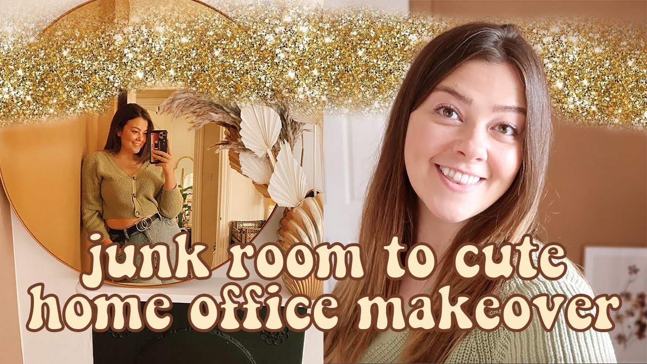 SPARE ROOM MAKEOVER - JUNK ROOM TO CUTE HOME OFFICE (BEFORE/AFTER) | LUCY WOOD [ad]