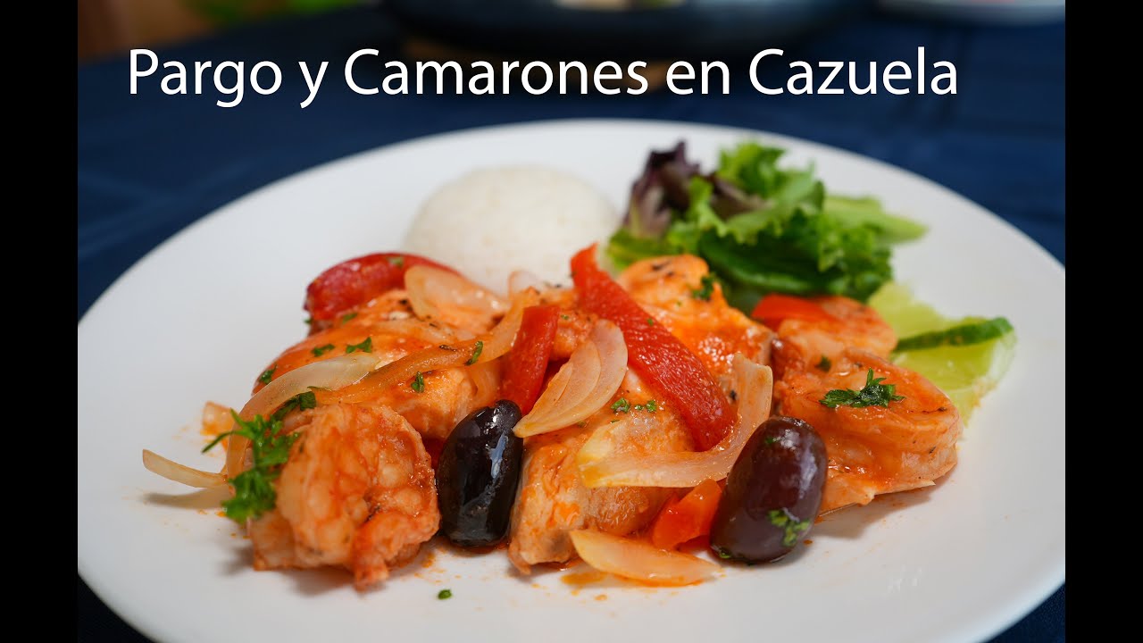 Filete de Pescado y Camarones en Cazuela