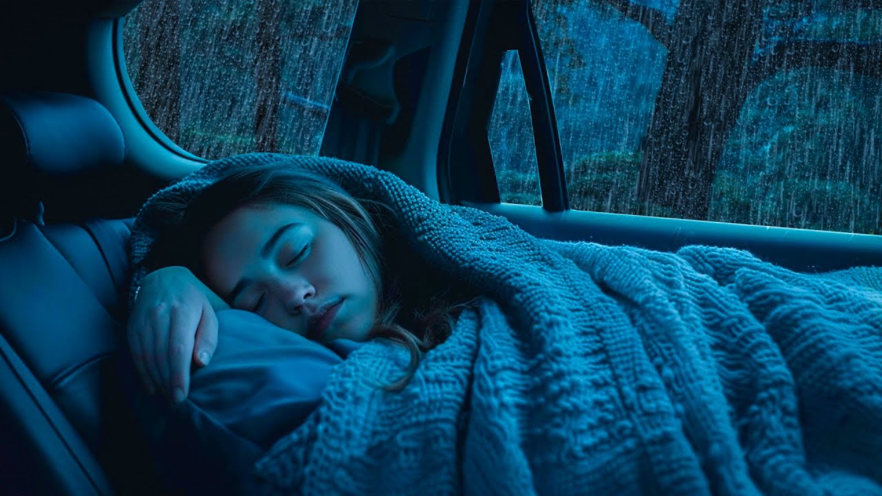 Deep Sleep Therapy with Heavy Rain & Thunder Sounds on Cabin Car Cozy in Rain forest at Night | ASMR