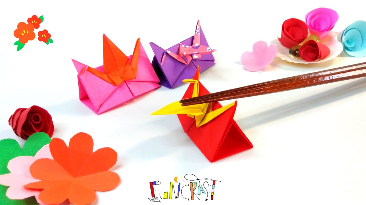 Chopstick Rest: お箸置き：How to fold an Origami Chopstick Rest.: 鶴のお箸置き：折り紙:お箸置き折り紙