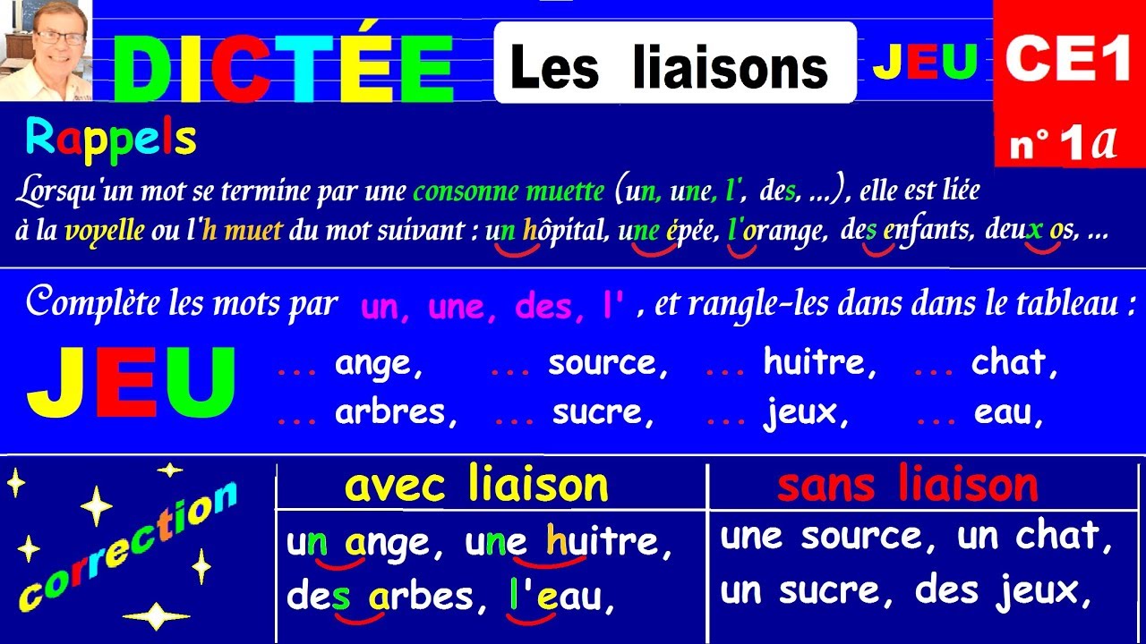 Dictée autonome CE1 -Jeu de liaisons des mots # 1a