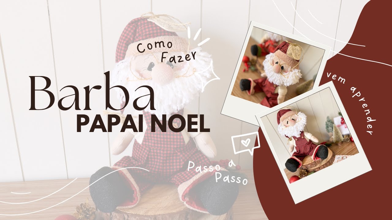 Passo a passo barba de lã para papai Noel - Decoração de natal