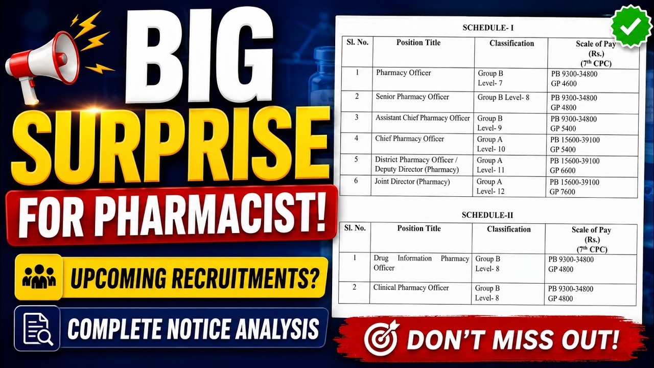BIG SURPRISE FOR PHARMACISTS! 😱 Upcoming Recruitments? Complete Notice Analysis |  Pharmacy Officer