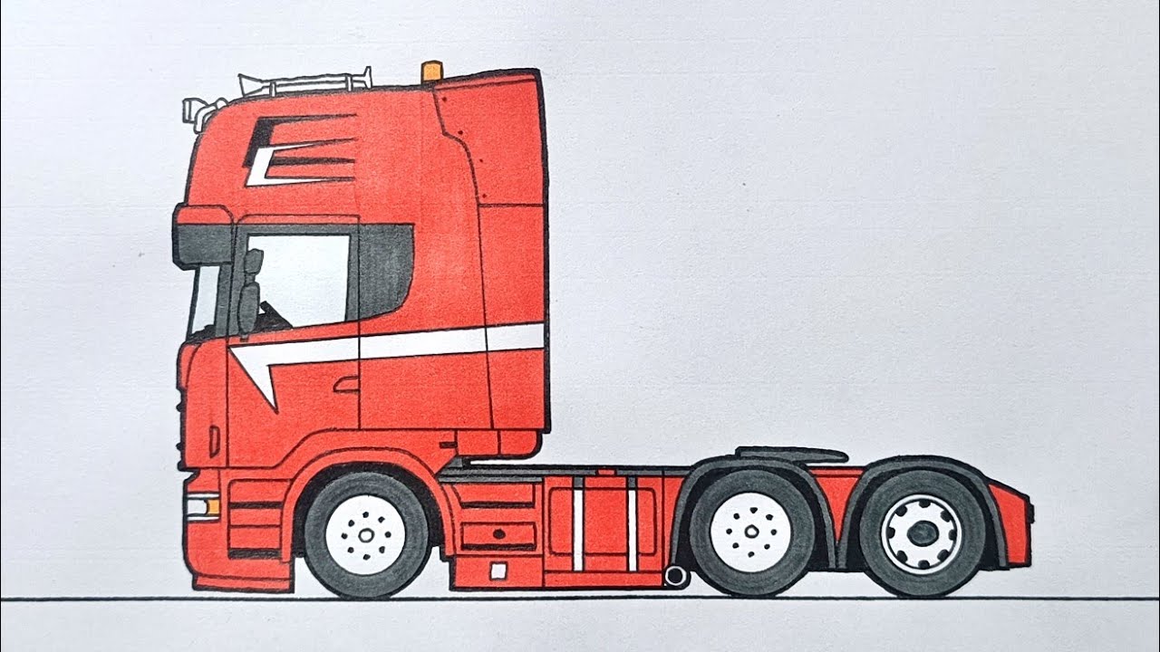 Как нарисовать грузовик Scania шаг за шагом 🪜