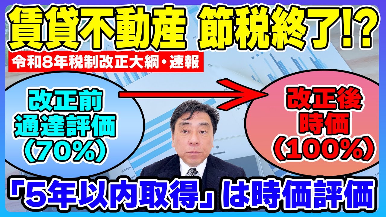 【令和8年度税制改正大綱】貸付用不動産の評価が変わる！相続税評価と市場価格の乖離について見直しを行い、令和9年からの新ルール適用。