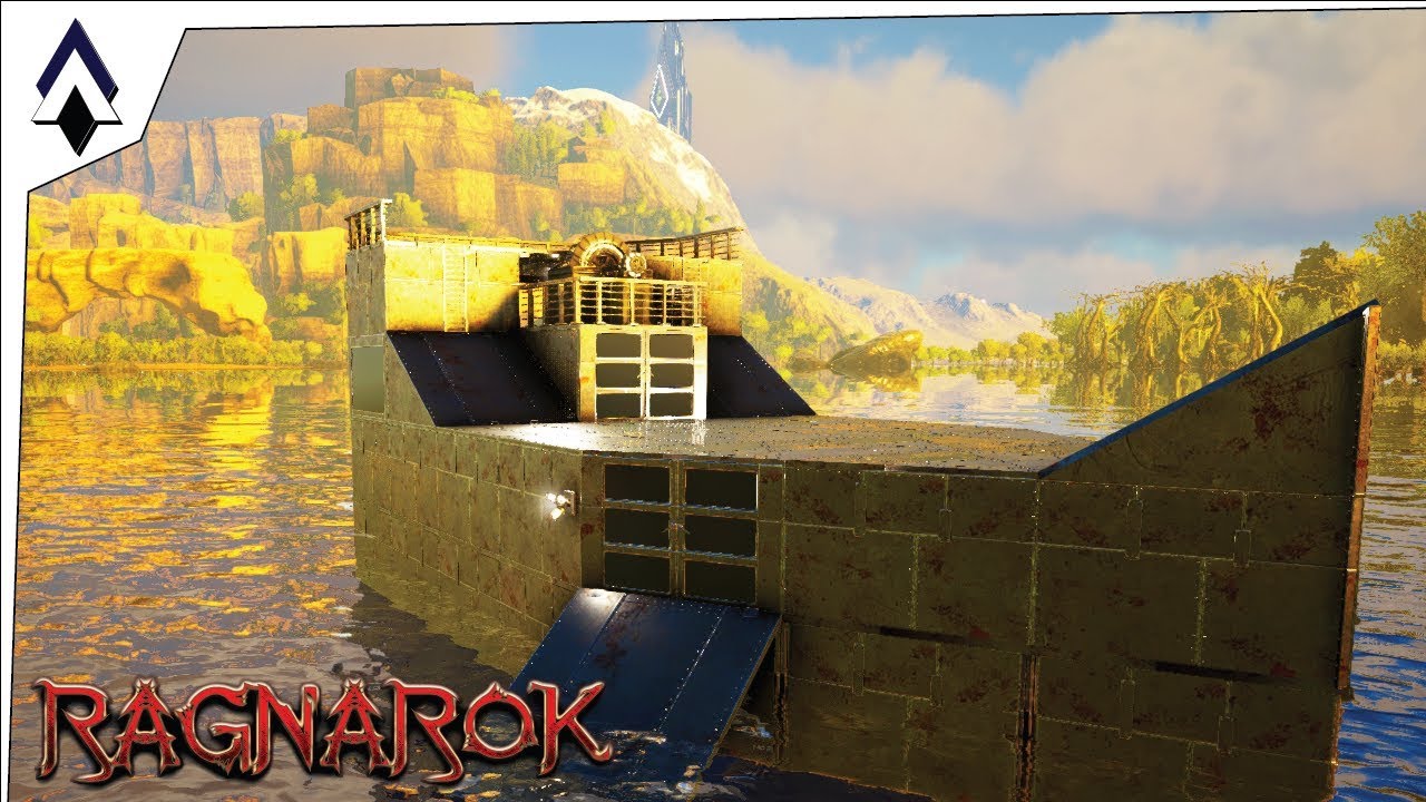 Motorboating! The Rhino Boat Build : Ep38 : Exploring Ragnarok : IronMine : ARK Gameplay