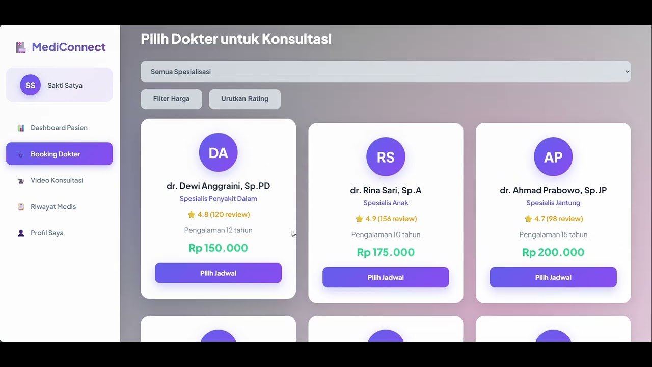 Presentasi MediConnect terkait konsep projek untuk Informatika Medis dalam bentuk web