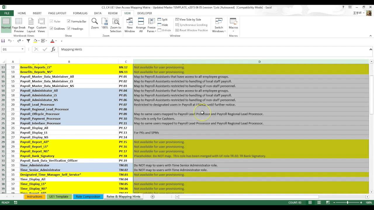Umoja Mapping Template  - Walk Through