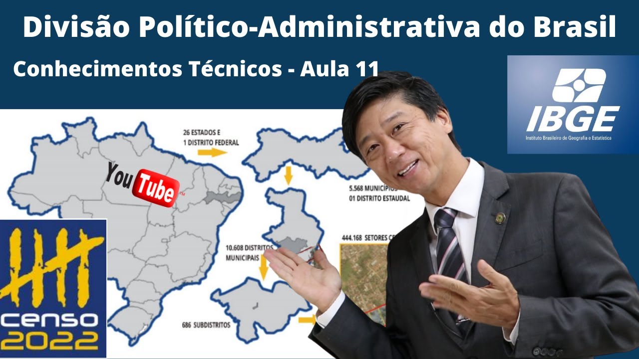 Conhecimentos Técnicos IBGE 2022-Divisão Político-Administrativa do Brasil -Aula 11  Prof Edu Tanaka