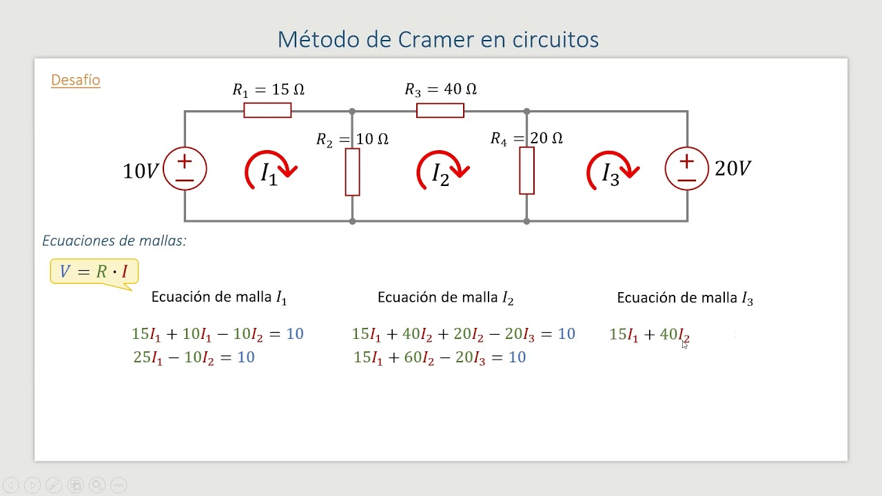 Herramientas matemáticas para la electricidad  Método de Cramer en circuitos