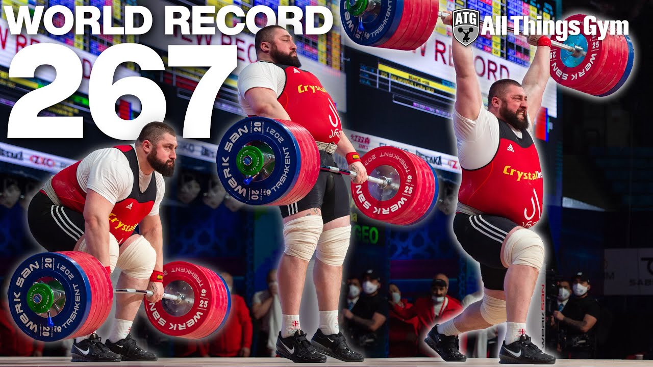 267kg / 588lbs Clean & Jerk World Record Slow Motion - Lasha Talakhadze (Georgia)