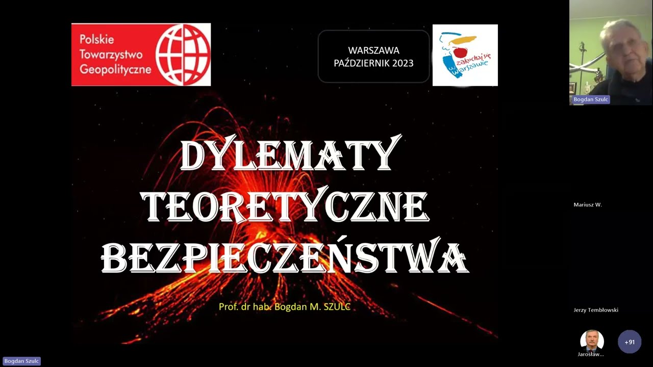 Wykład otwarty PTG: profesor Bogdan Szulc - Dylematy teoretyczne bezpieczeństwa