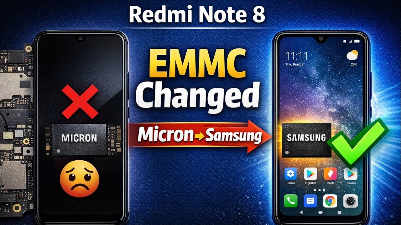 🔧 Redmi Note 8 EMMC Changed 💯 Micron ➝ Samsung ✅#youtubevideo #kmaxmobilerepair #trending 