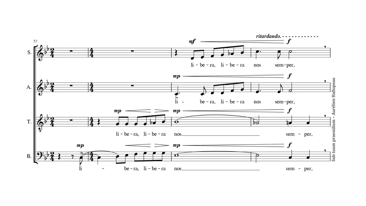 Sub tuum praesidium (Aurélien Hallopeau) - SATB, SSAA or TTBB