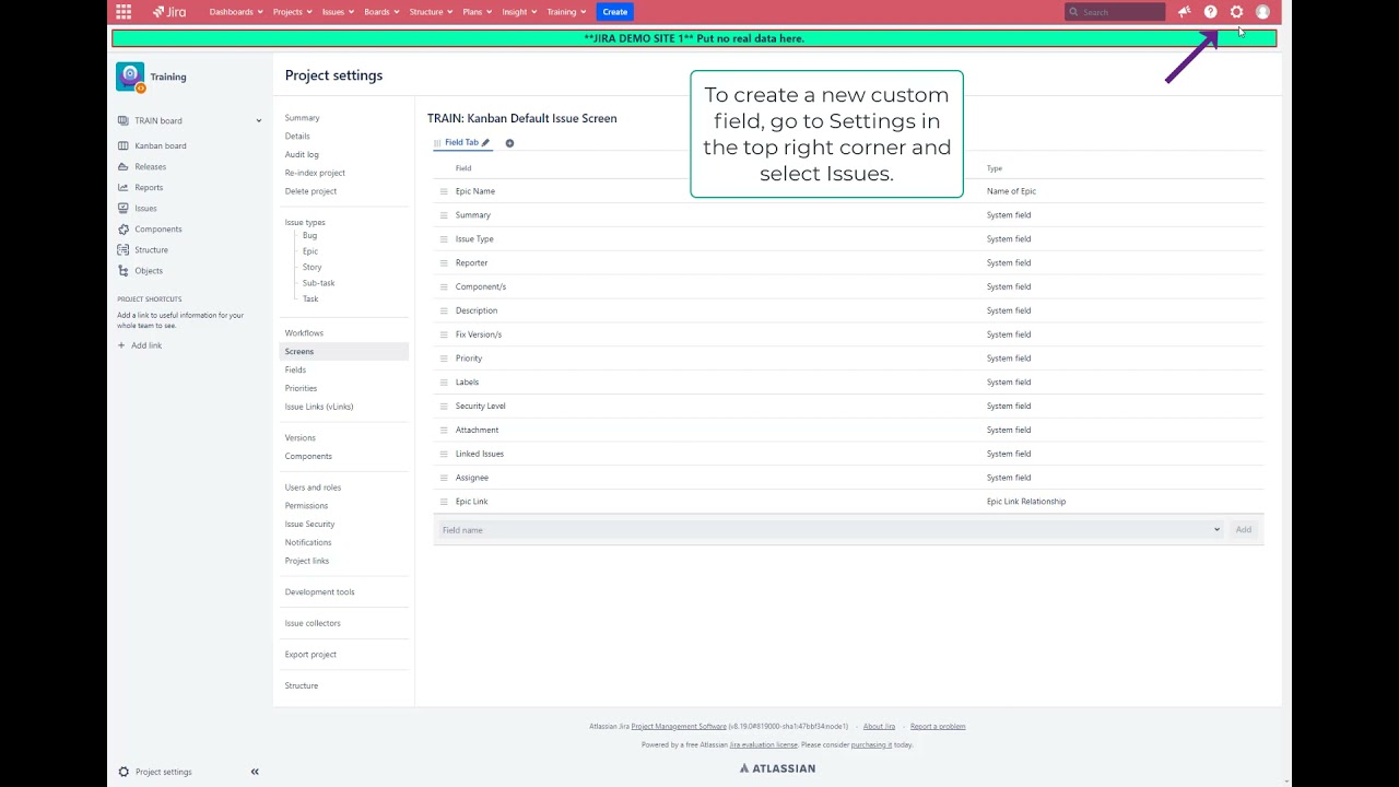 Jira Trianing | How to create a custom field