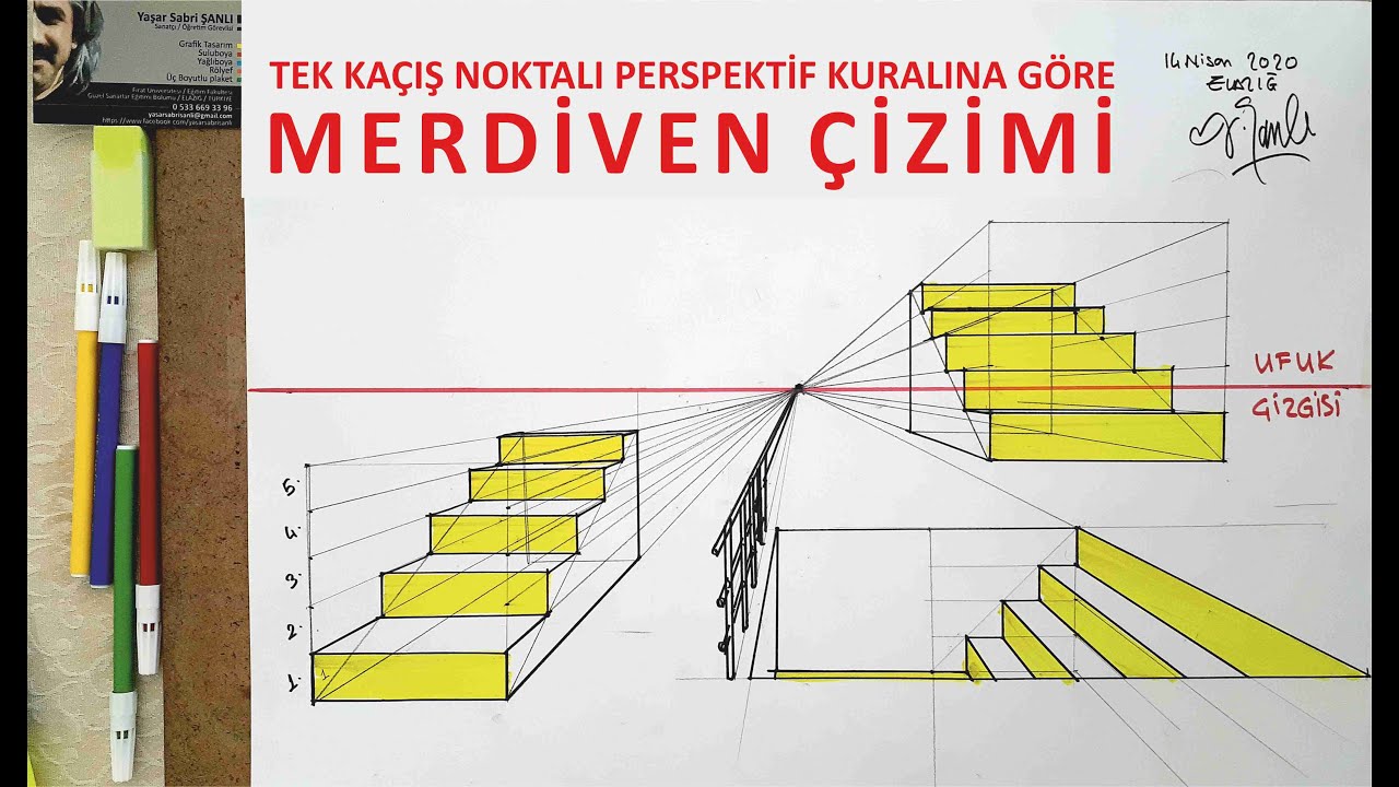 TEK KAÇIŞLI PERSPEKTİF   MERDİVEN ÇİZİMİ