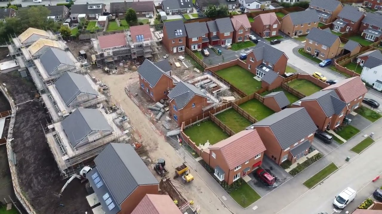 Housing Development By Drone - Millbank Lock Partington September 2023