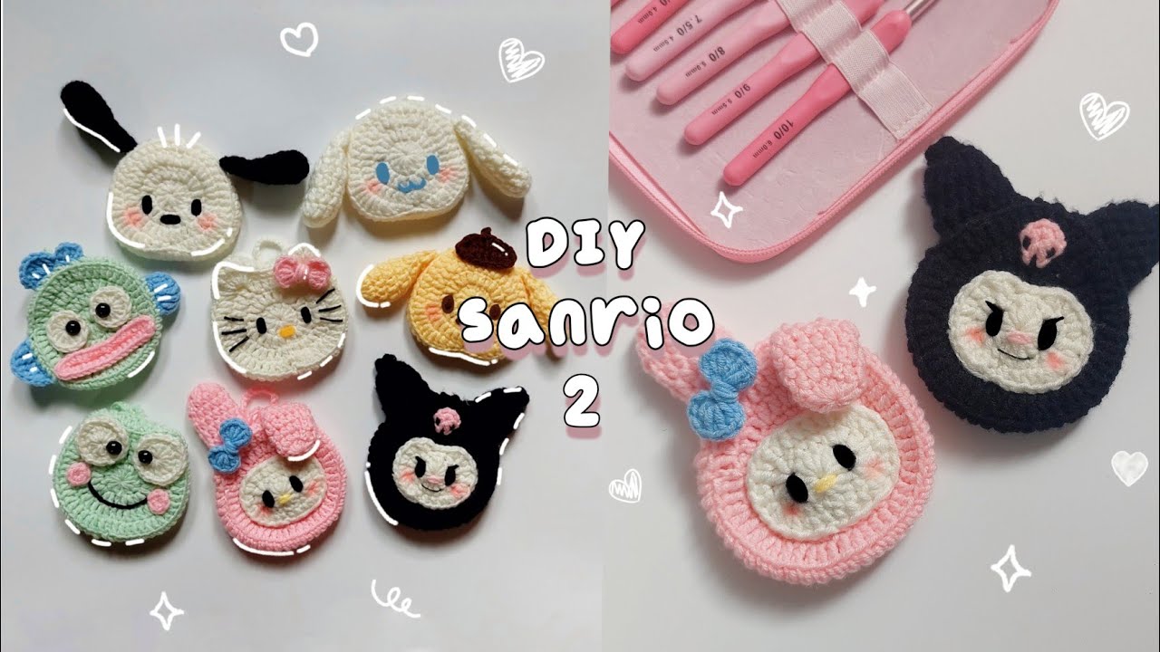 ♡ Crochet Sanrio Pouch Tutorial 2 | My Melody & Kuromi| 2-in-1 Pattern ♡