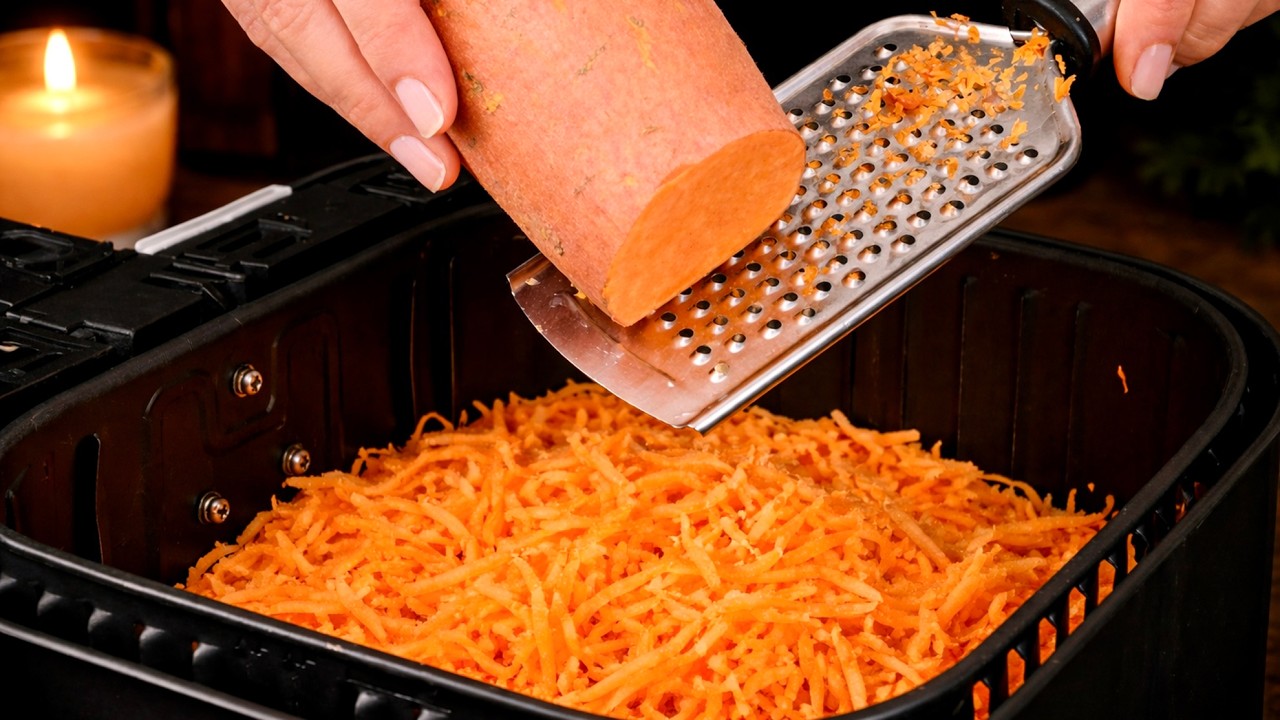 ❗️Ich reibe Süßkartoffeln direkt in den Airfryer – schau, was passiert ! Das macht süchtig!🔥